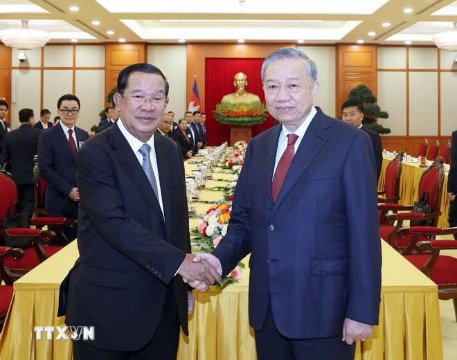 Tổng Bí thư Tô Lâm gặp Chủ tịch Đảng Nhân dân Campuchia Hun Sen - Ảnh 1. Tổng Bí thư Tô Lâm - Ảnh 1.