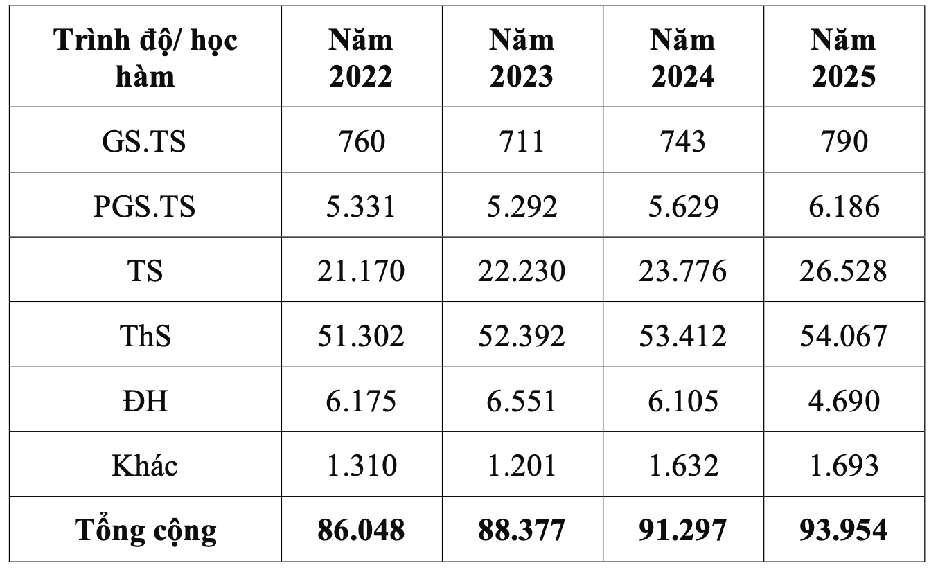 Gần 94.000 giảng viên đại học, đội ngũ tiến sĩ và giáo sư tăng mạnh - Ảnh 2.