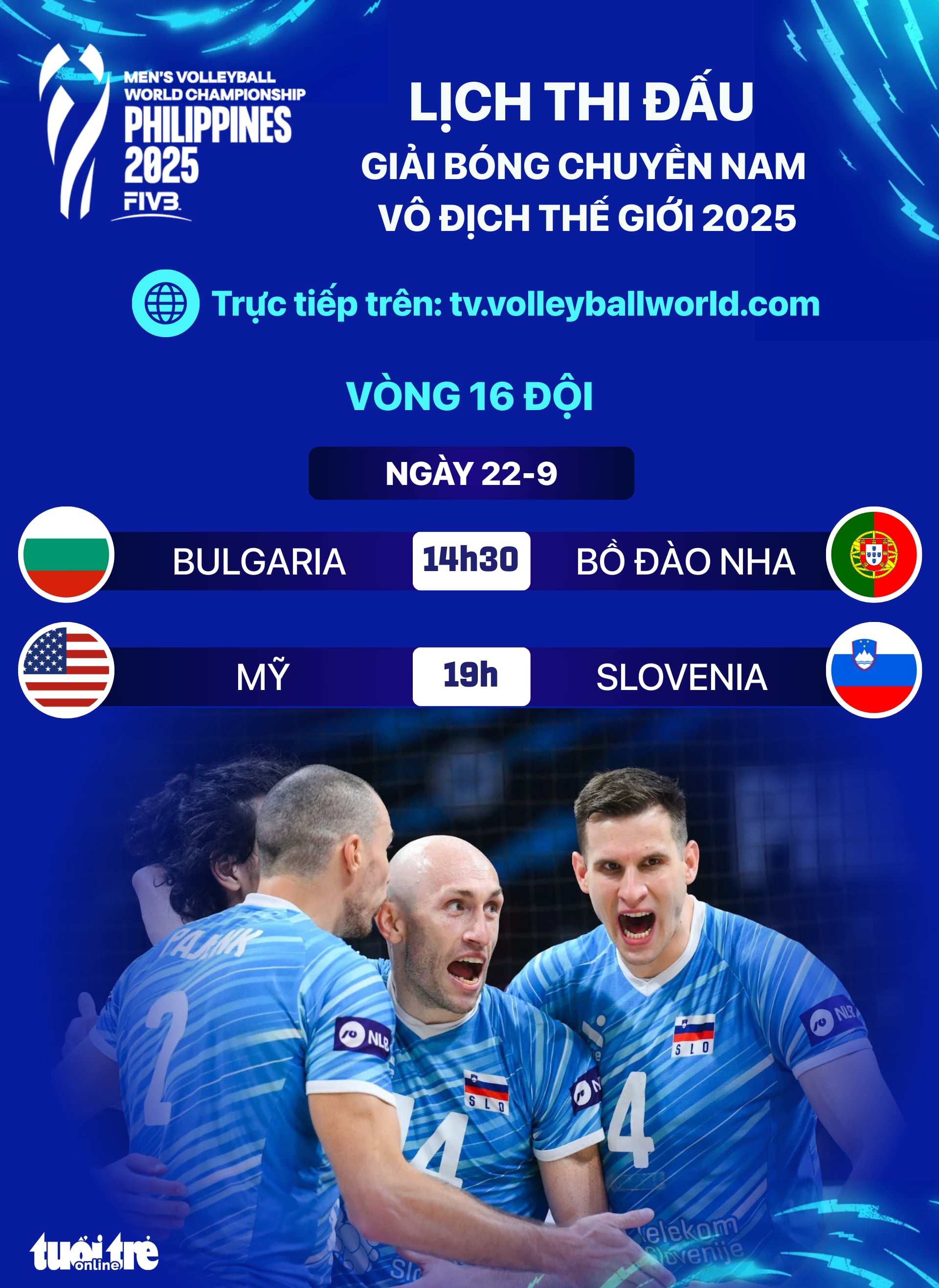 Lịch thi đấu vòng 16 đội Giải bóng chuyền nam vô địch thế giới, ngày 22-9 - Ảnh 1.