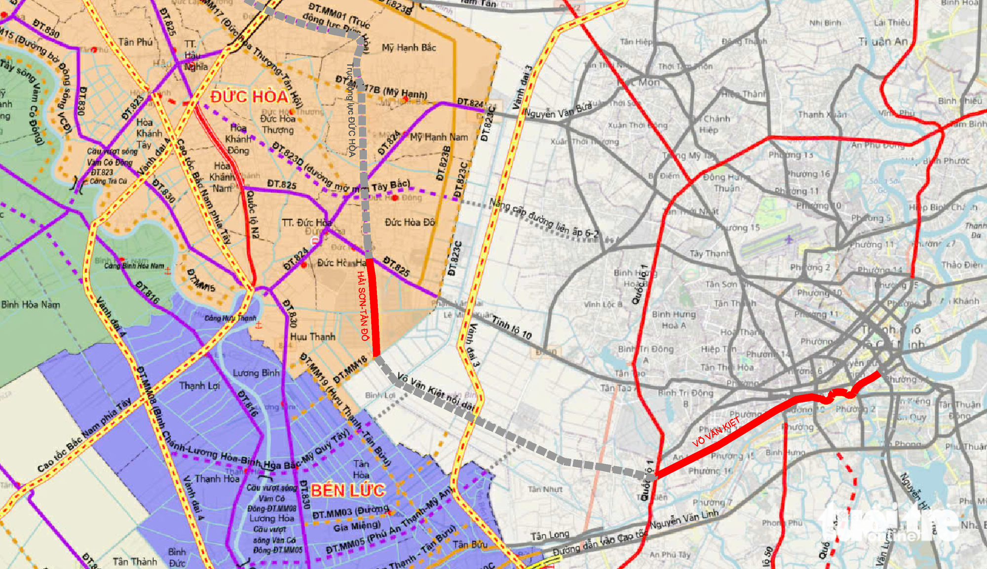 Flycam đường Hải Sơn - Tân Đô của Tây Ninh chờ kết nối đường Võ Văn Kiệt nối dài của TP.HCM - Ảnh 8.