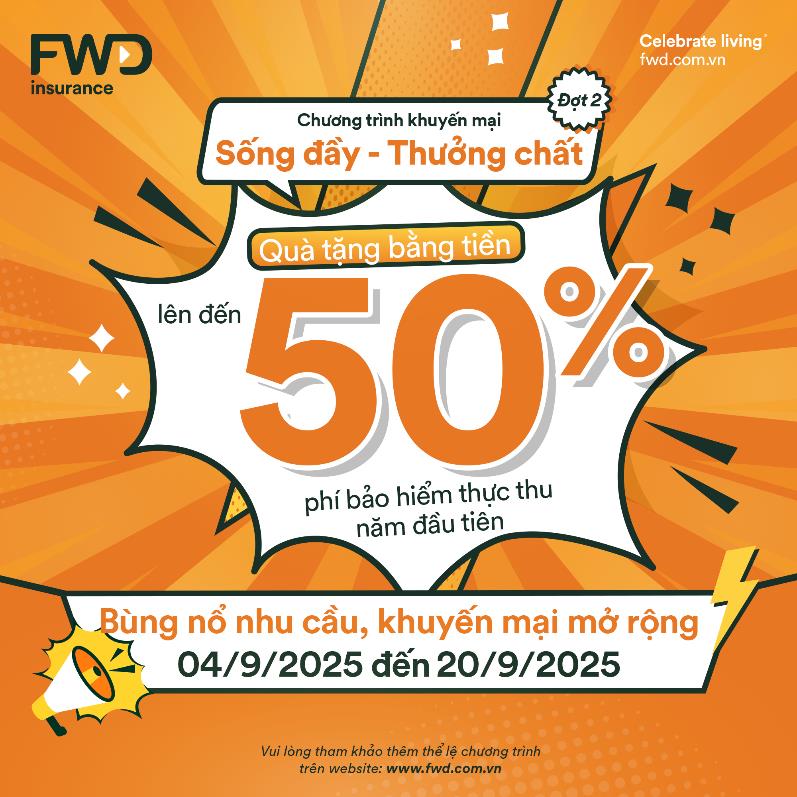 FWD Việt Nam tiếp tục chương trình khuyến mãi 'Sống đầy - Thưởng chất' - Ảnh 1.