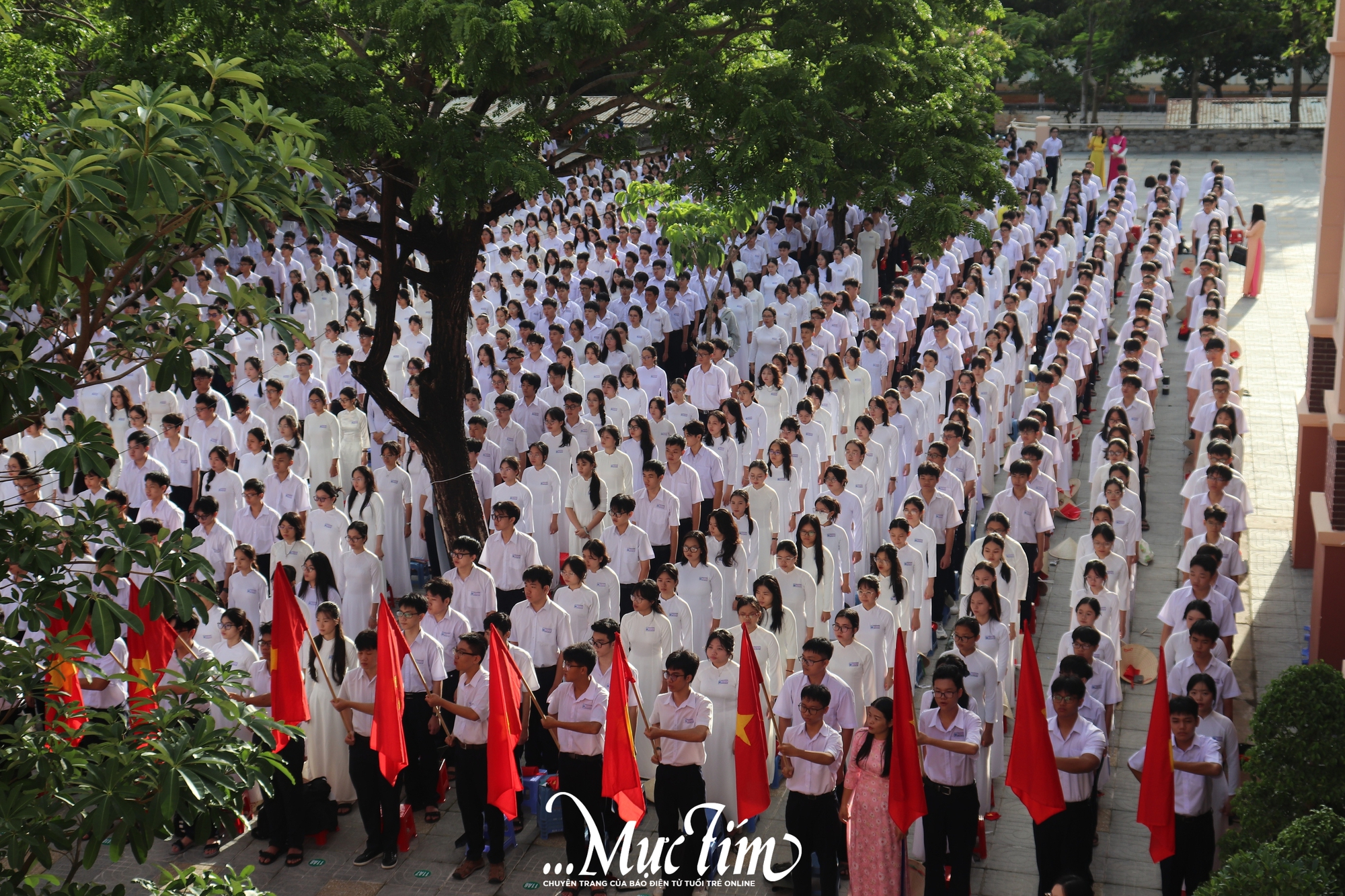 Học trò Trường THPT Vũng Tàu cùng hòa giọng ca khúc Việt Nam trong lễ khai giảng n - Ảnh 1.