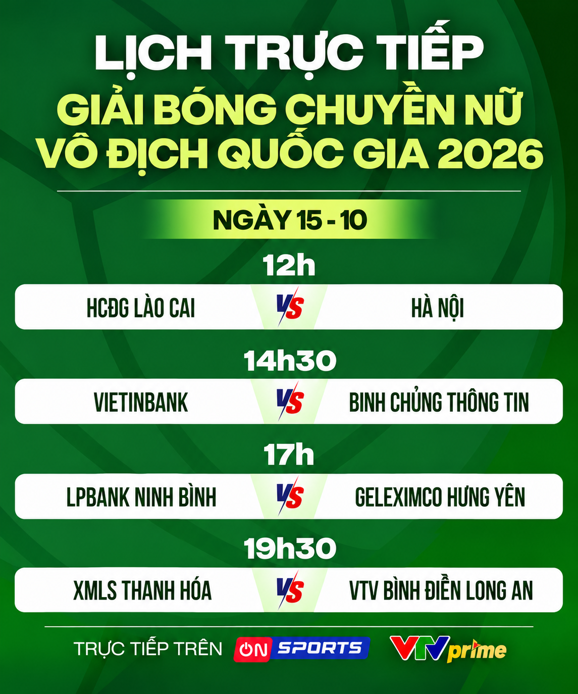 Lịch trực tiếp Giải bóng chuyền nữ vô địch quốc gia ngày 15-10 - Ảnh 1.
