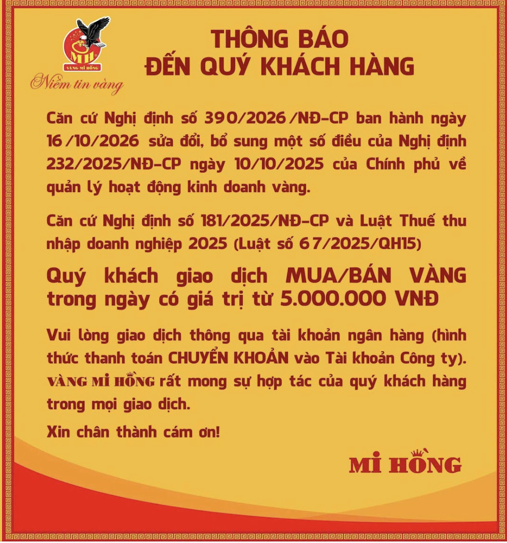 5 tiệm vàng lớn đồng loạt ra thông báo mới, nhiều tiệm không nhận ví điện tử, tài khoản không chính chủ - Ảnh 3.