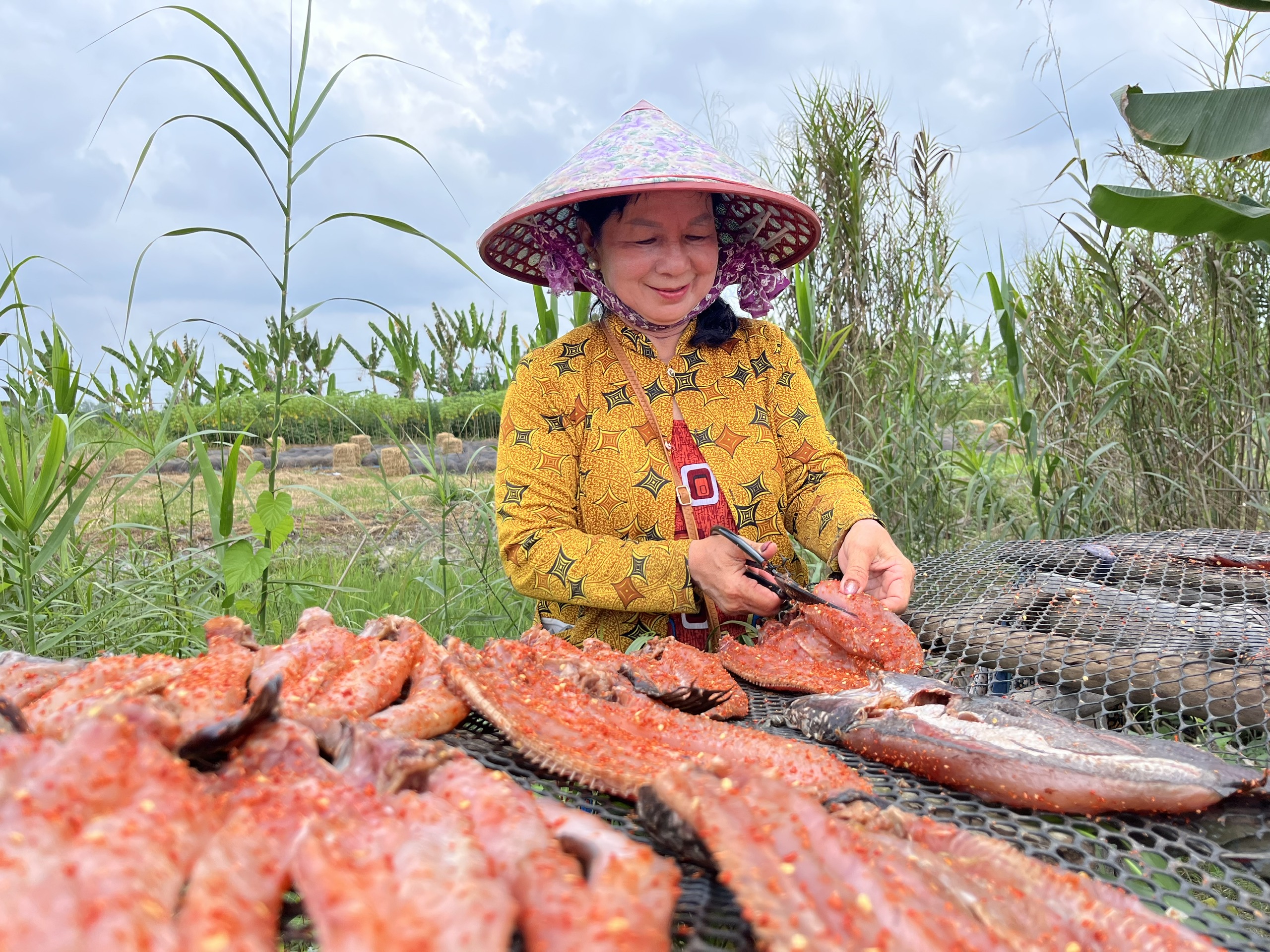 Về ‘thủ phủ’ khô cá lóc Cần Thơ xem người dân hối hả phơi khô vụ Tết - Ảnh 1.