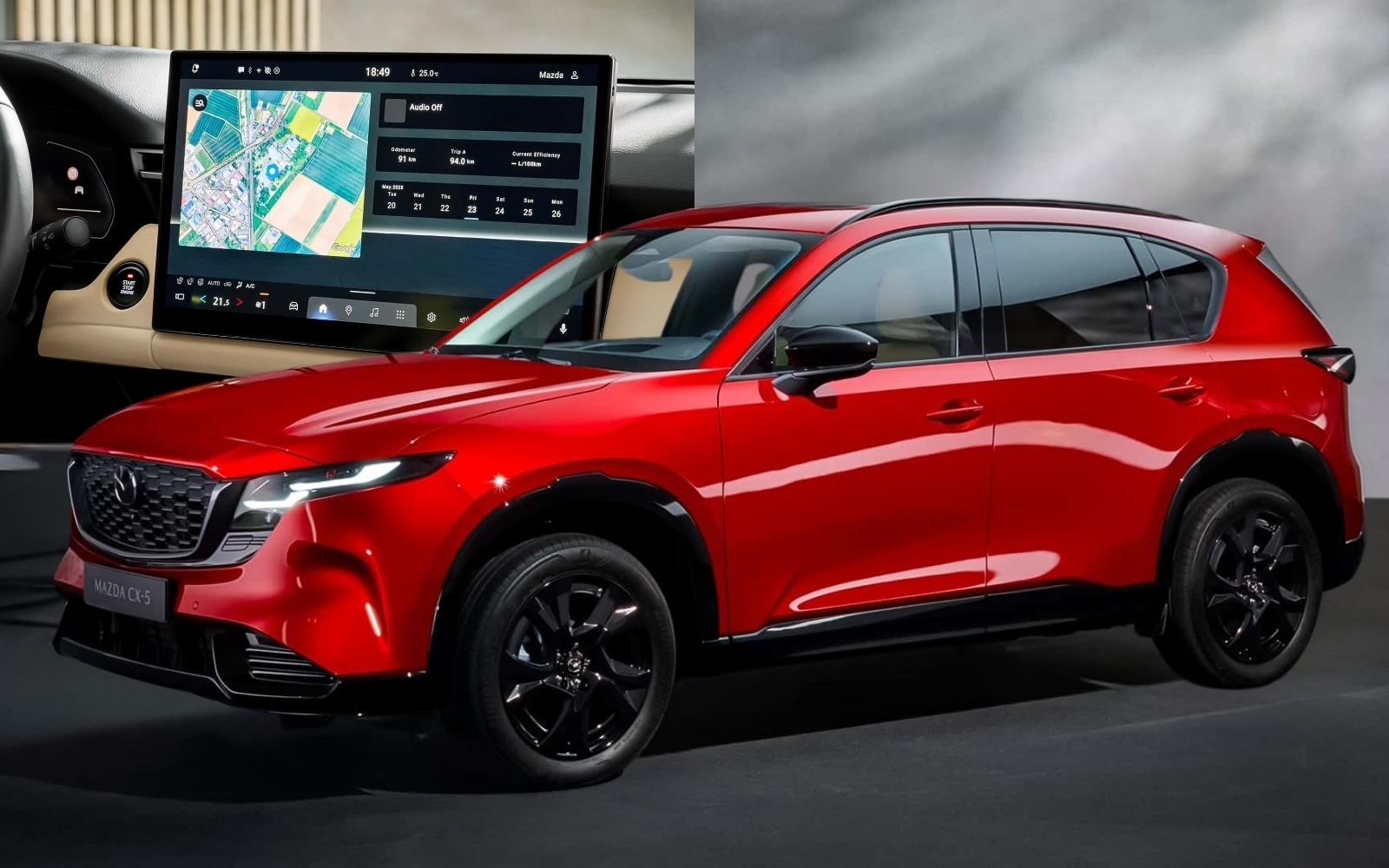 Mazda CX-5 2026 loại bỏ núm xoay đặc trưng, chuyển sang màn hình cảm ứng lớn