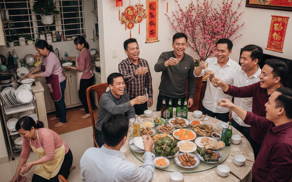 Cùng mâm cơm Tết: Người thong thả, người tay không hết việc - Tranh cãi về bình đẳng giới