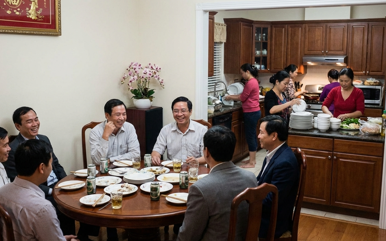 Tết: Đàn ông nhậu, phụ nữ dọn dẹp - Truyền thống hay bất công trong gia đình?