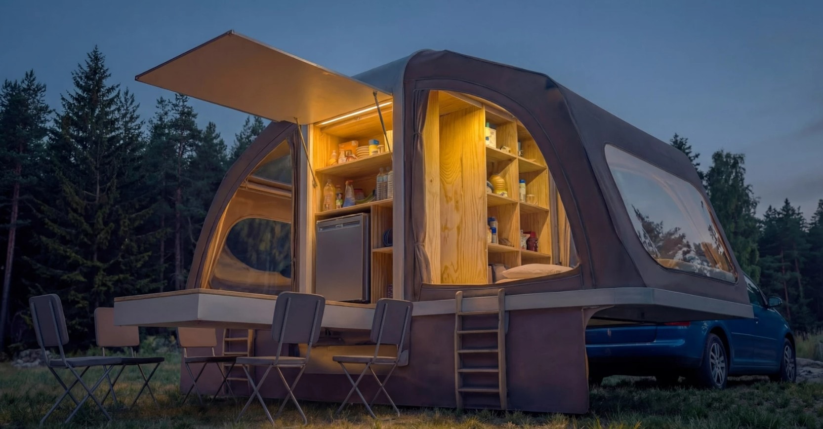 Nhà di động 'nở' gấp 3 lần: Bình thường nhỏ hơn cả Wuling Mini EV, khi mở rộng đủ cho 4 người sống - Ảnh 7.