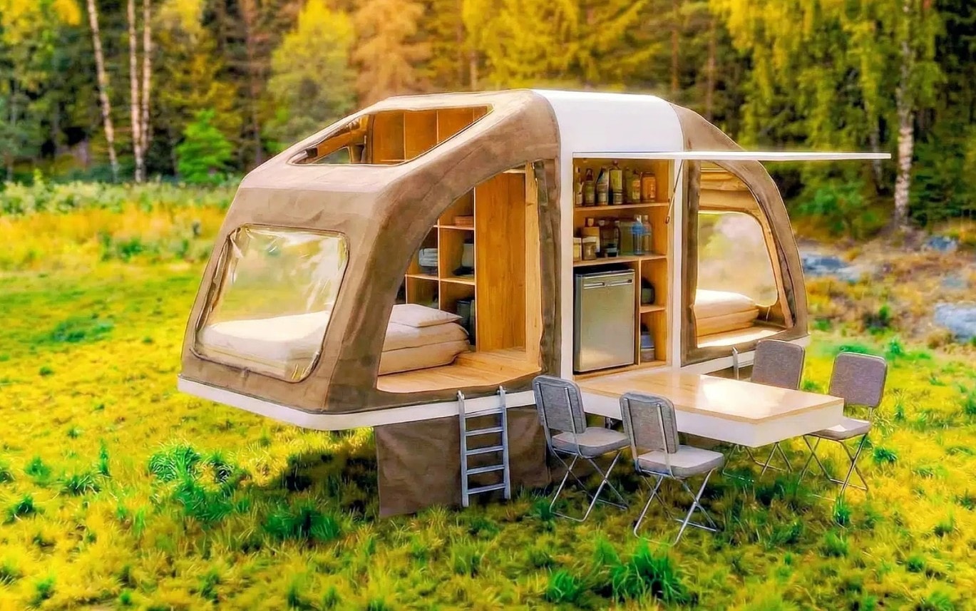 Nhà di động 'nở' gấp 3 lần: Bình thường nhỏ hơn cả Wuling Mini EV, khi mở rộng đủ cho 4 người sống - Ảnh 10.