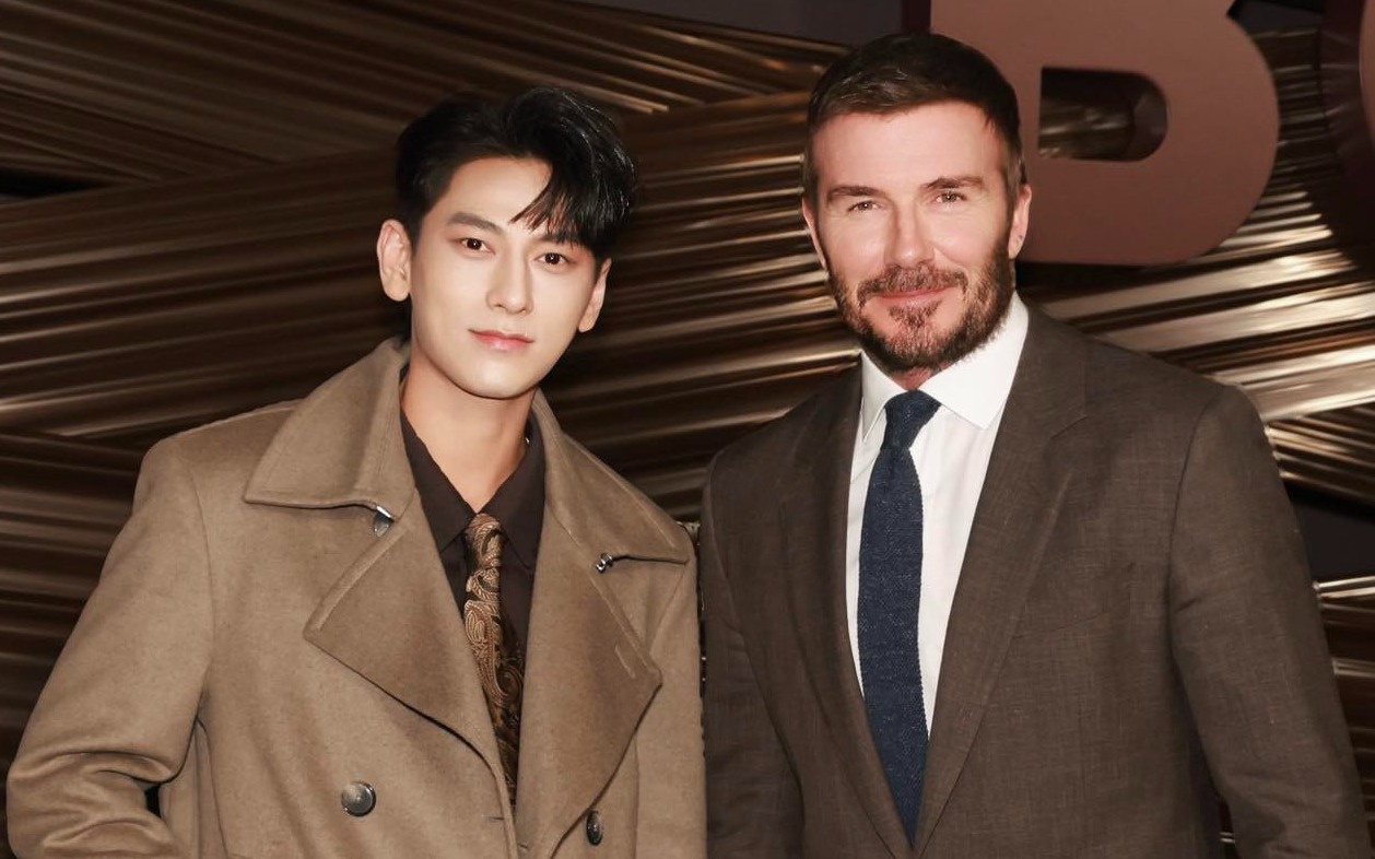 Ca sĩ Isaac hội ngộ David Beckham tại Tuần lễ thời trang Milan