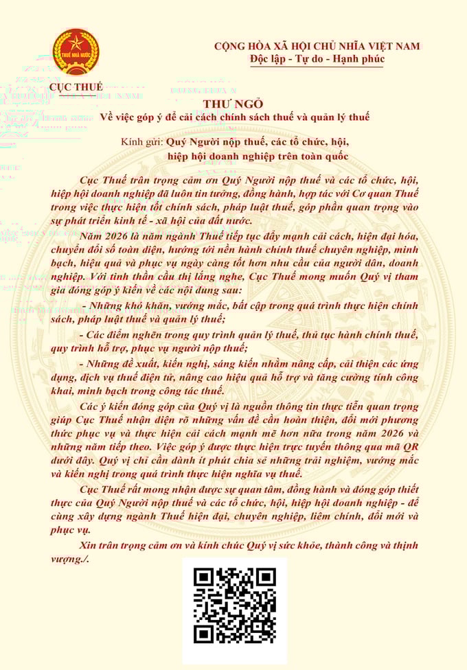 Cục Thuế mời doanh nghiệp, người dân nói thẳng vướng mắc về thuế - Ảnh 2.