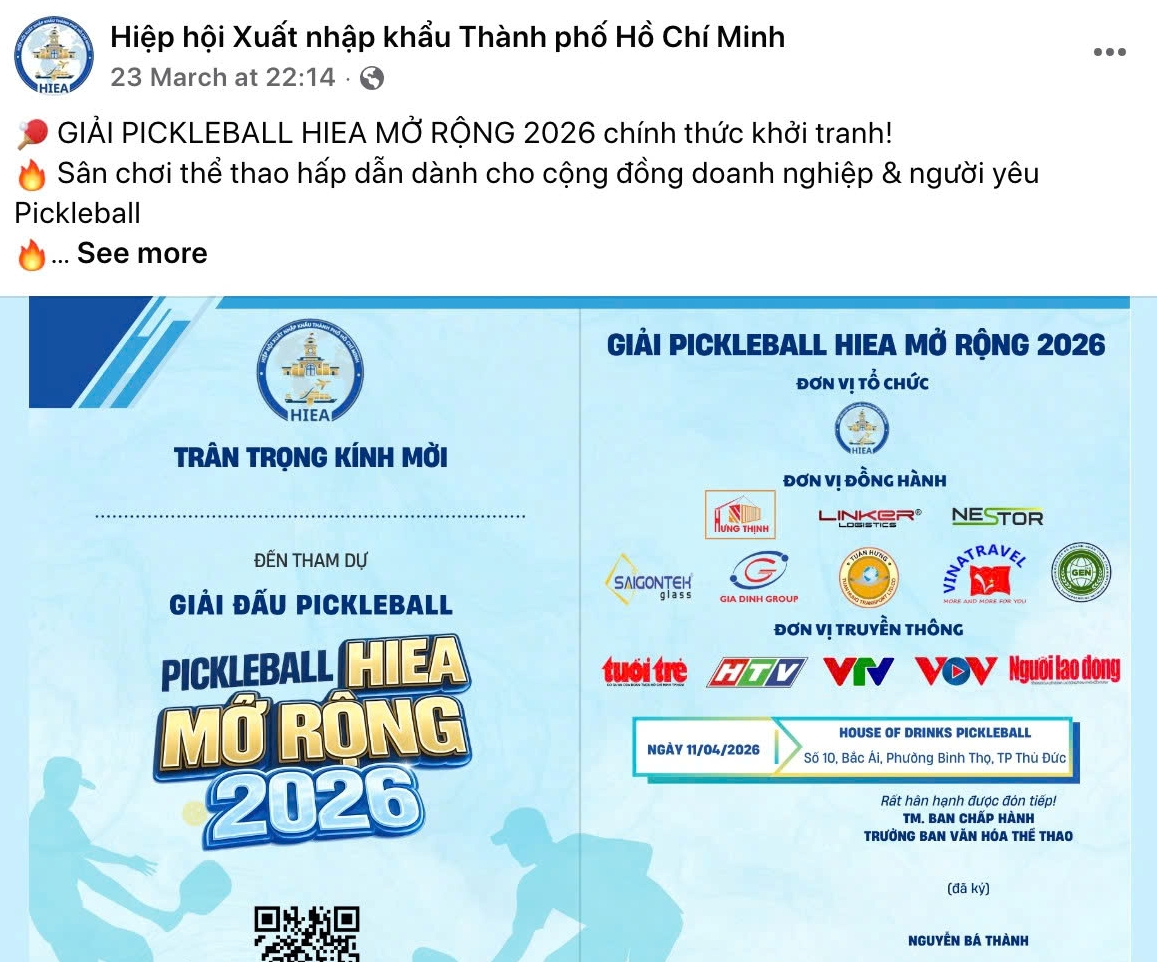 Giải pickleball Hiệp hội XNK TP.HCM mạo nhận 5 cơ quan báo chí đồng hành - Ảnh 1.