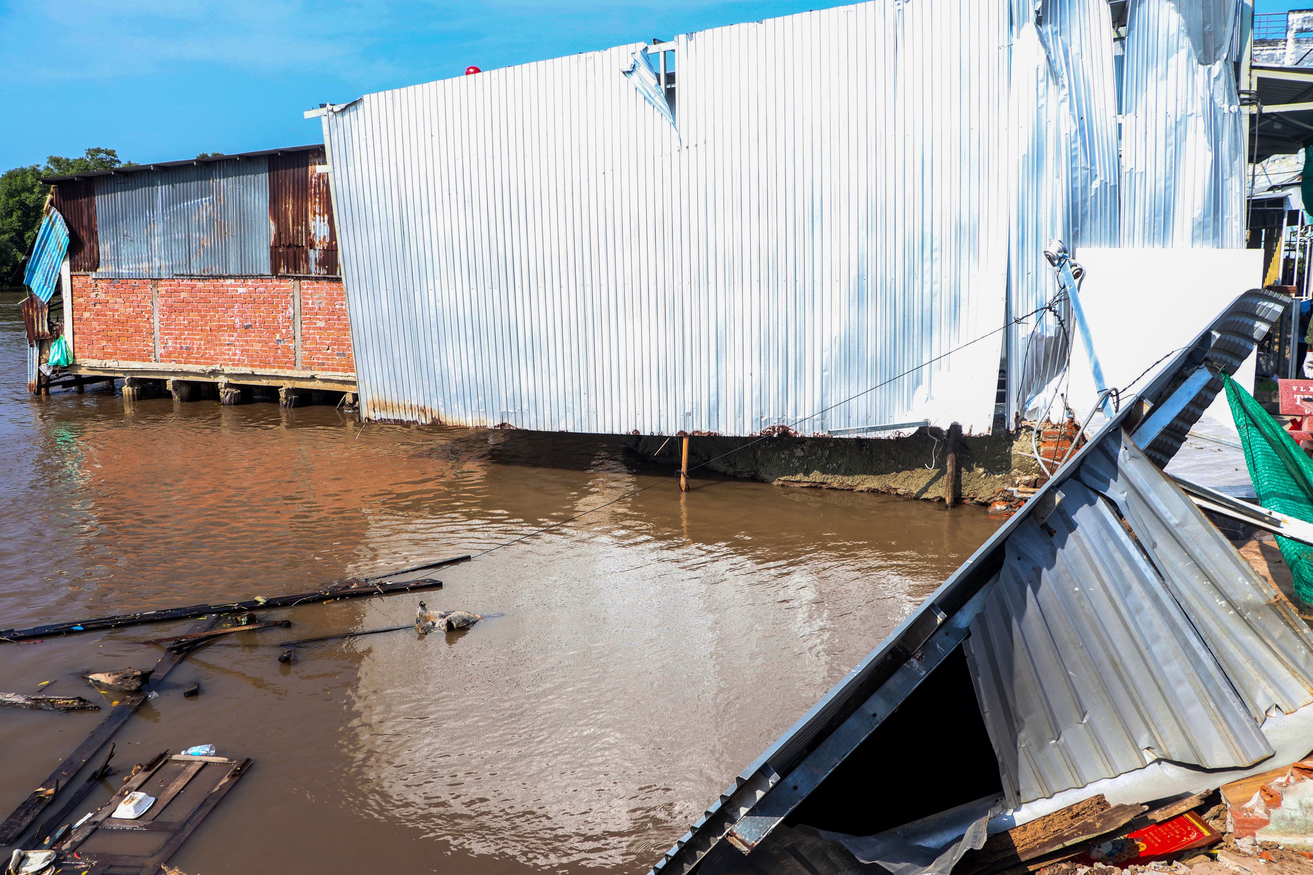 4 căn nhà ở Cà Mau bị sạt lở, trôi xuống sông - Ảnh 1.