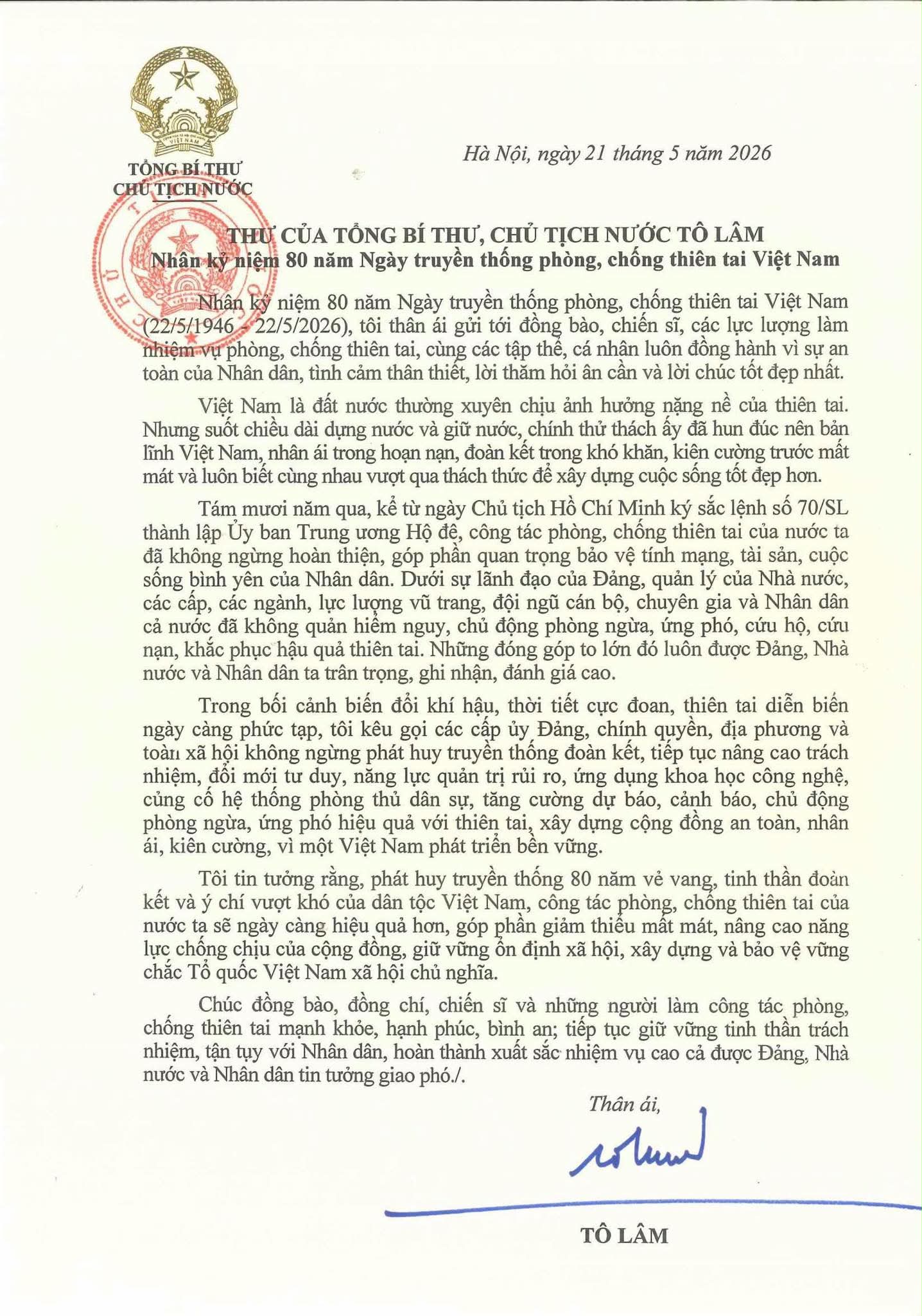 Tổng Bí thư, Chủ tịch nước: Tăng cường dự báo, chủ động phòng ngừa, ứng phó hiệu quả với thiên tai - Ảnh 2.