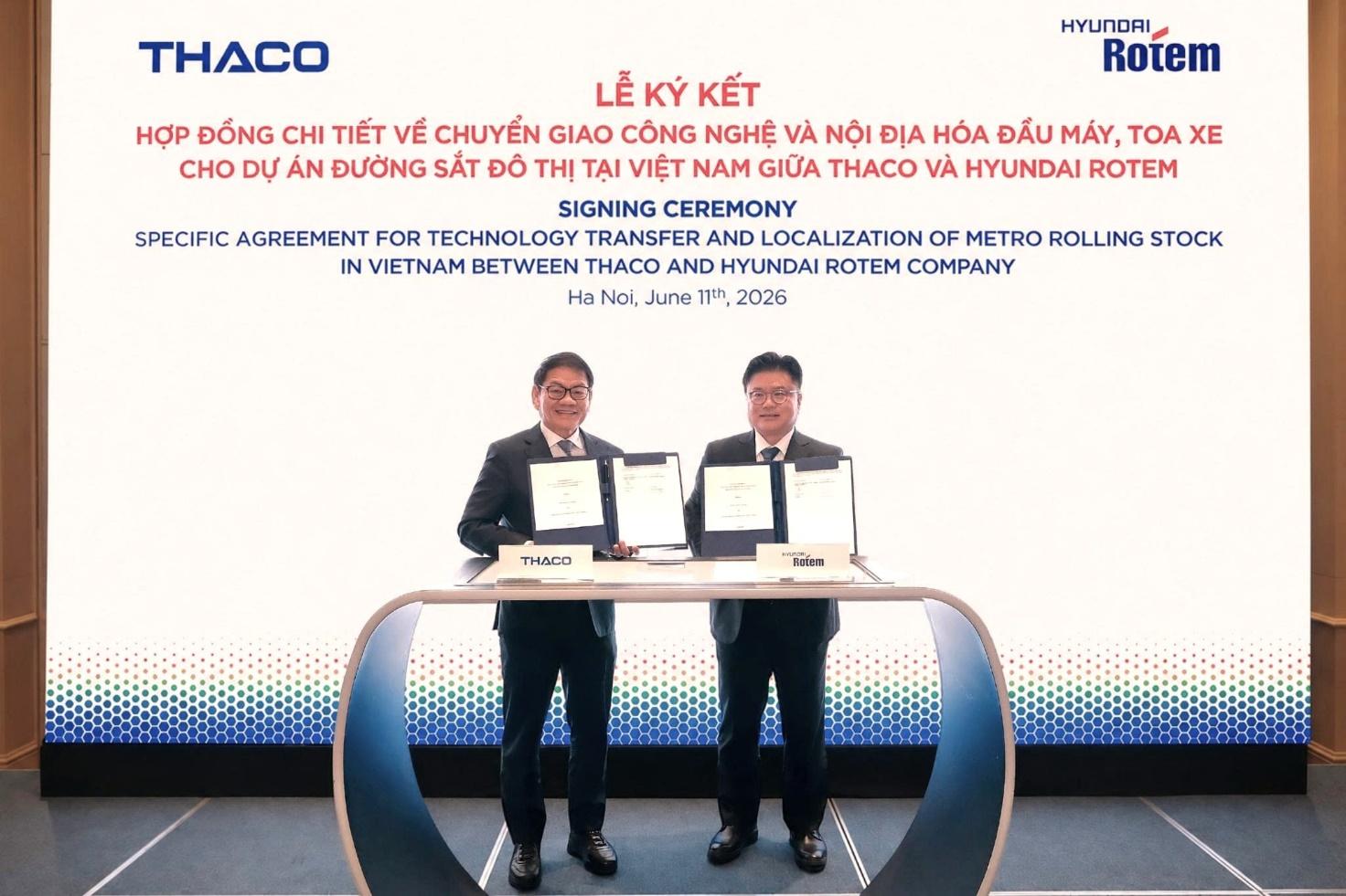 THACO và Hyundai Rotem thúc đẩy nội địa hóa sản xuất đầu máy toa metro tại Việt Nam - Ảnh 1.