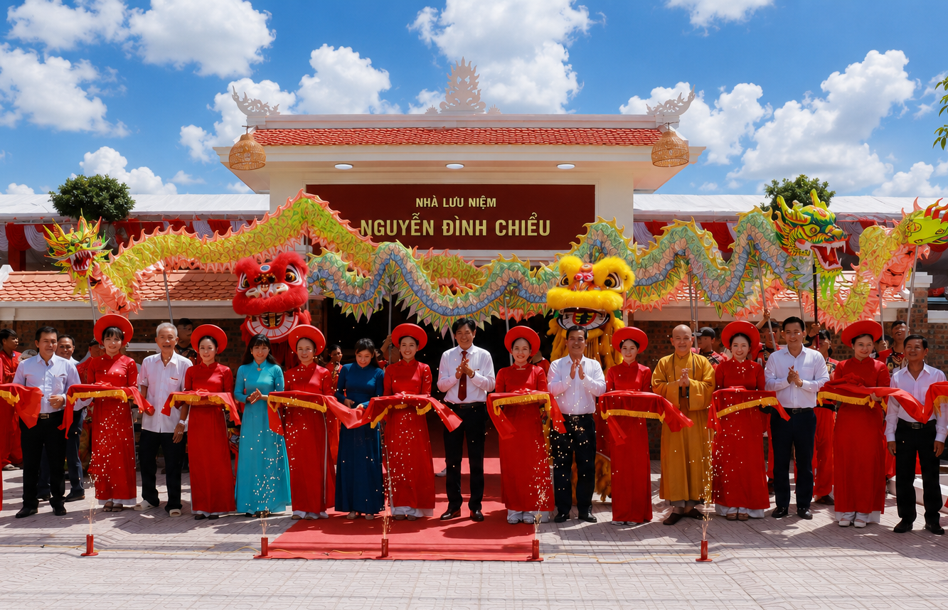Khánh thành Nhà lưu niệm Nguyễn Đình Chiểu tại nơi ông viết Văn tế nghĩa sĩ Cần Giuộc - Ảnh 2.
