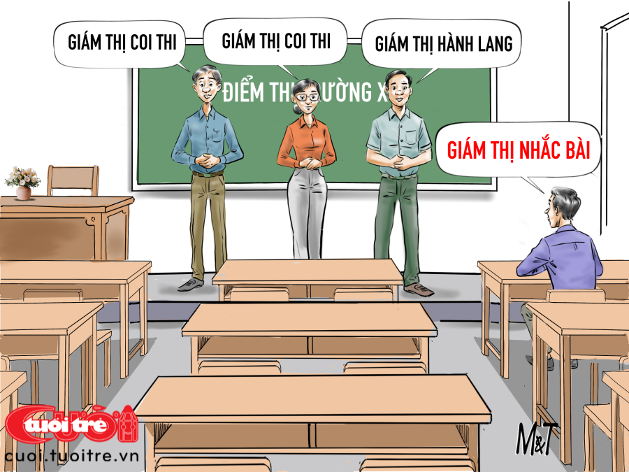 Hội đồng giám thị '4 trong 1' tại điểm thi tốt nghiệp X - Ảnh 1.