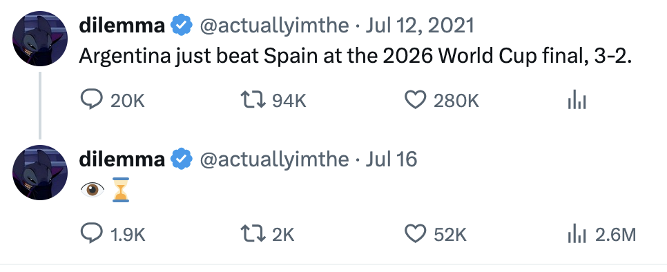 Choáng: dự đoán Argentina thắng Tây Ban Nha ở World Cup 2026 từ năm 2021 - Ảnh 1.