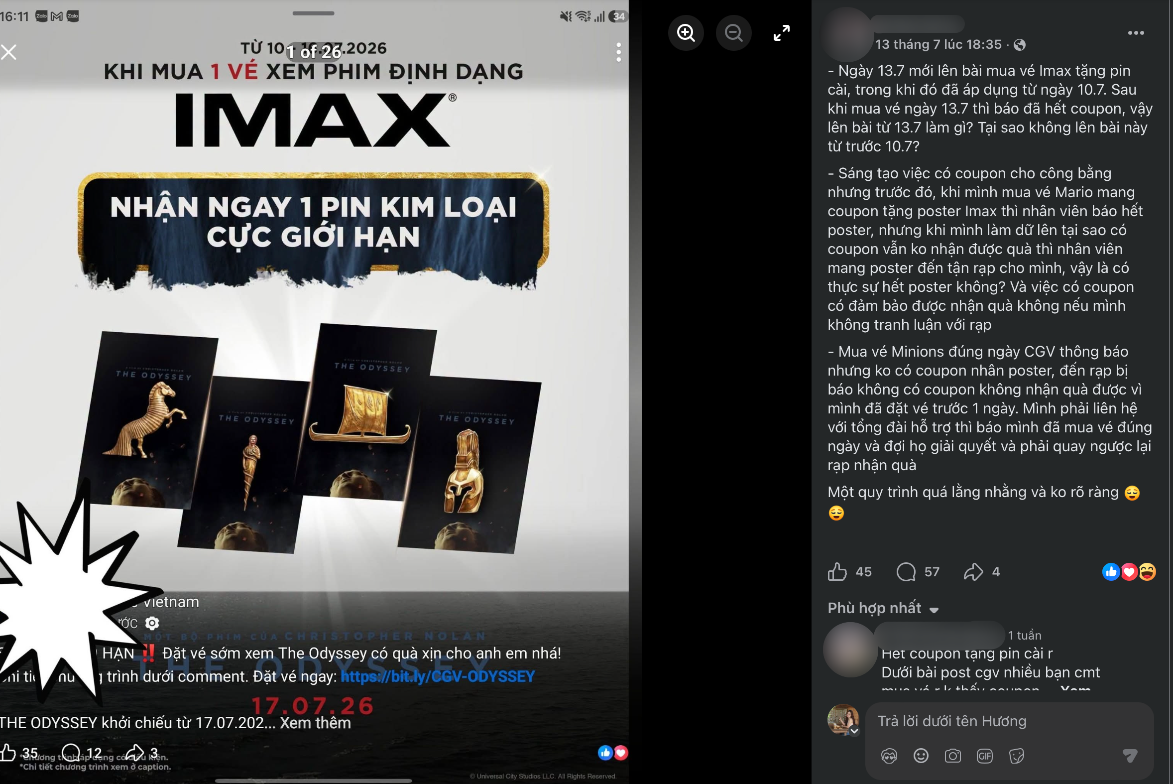Khán giả bức xúc vì quà tặng IMAX The Odyssey hết sớm, quy trình gây tranh cãi - Ảnh 2.