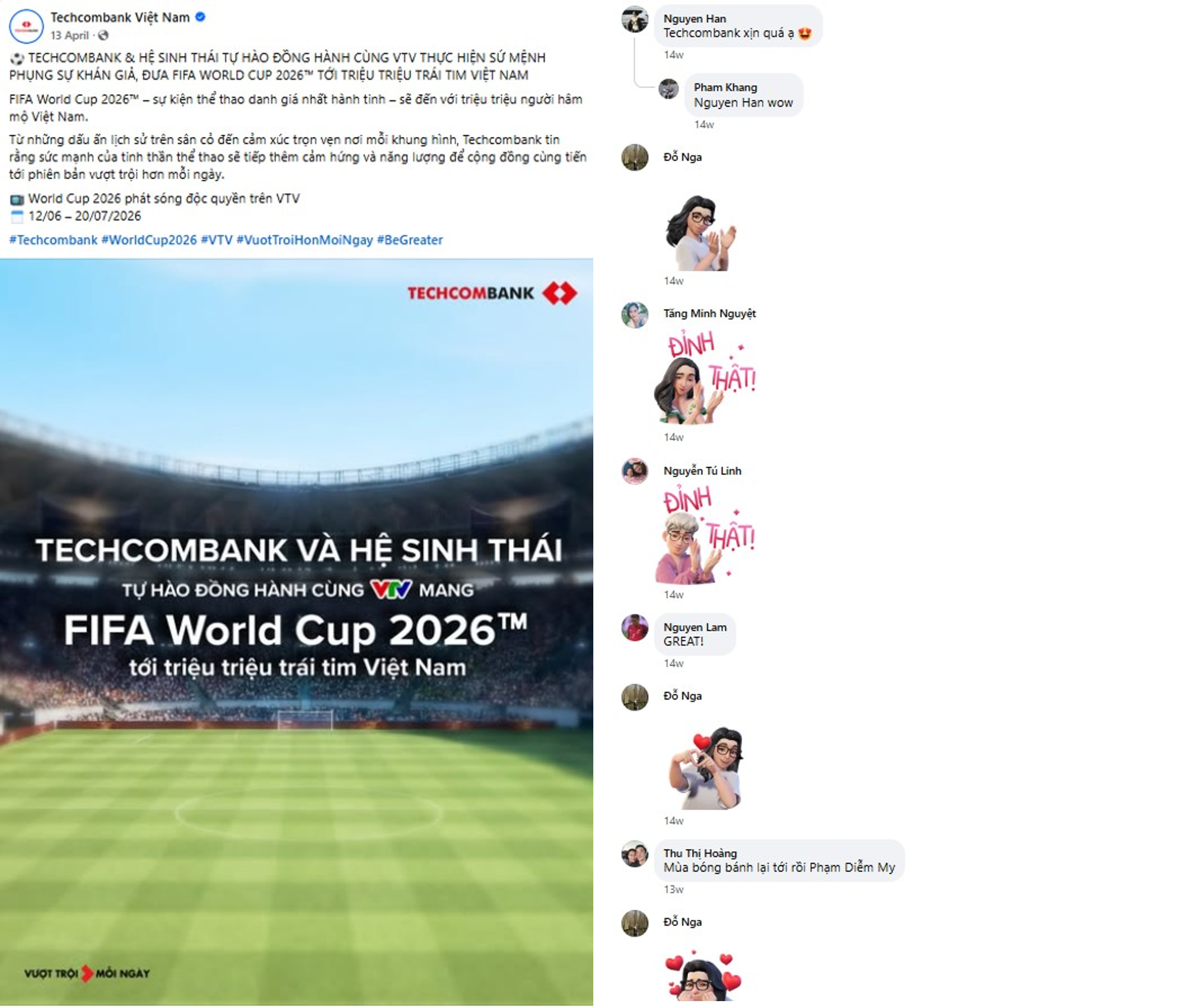 Dấu ấn Techcombank – Nhà tài trợ quốc gia bản quyền phát sóng kỳ FIFA World Cup 2026 lịch sử - Ảnh 1.