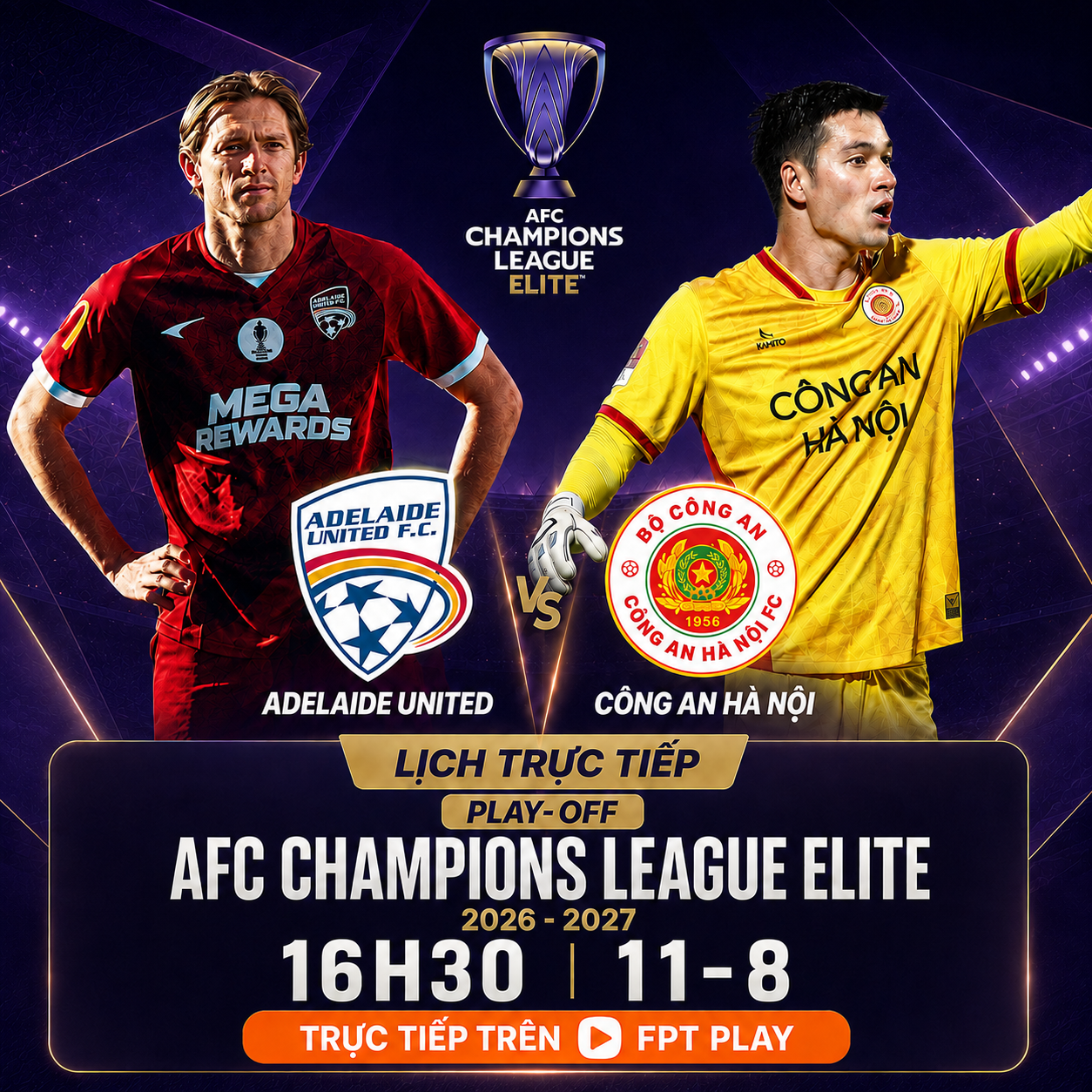 Lịch trực tiếp play-off AFC Champions League Elite: Adelaide United đấu Công An Hà Nội - Ảnh 1.