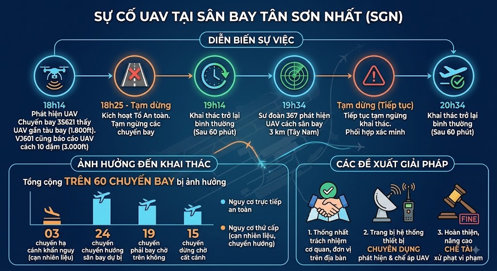 Cục Hàng không lên tiếng về vụ UAV xuất hiện trái phép gần sân bay Tân Sơn Nhất - Ảnh 1.