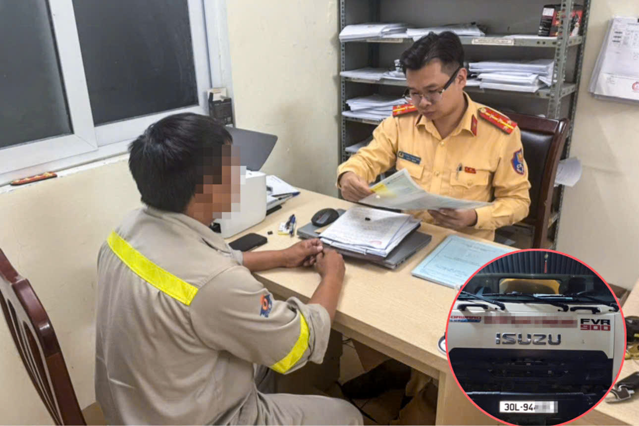 Xe bồn vừa đi vừa xả nước thải đen kịt trên đường, tài xế bị xử phạt - Ảnh 2.