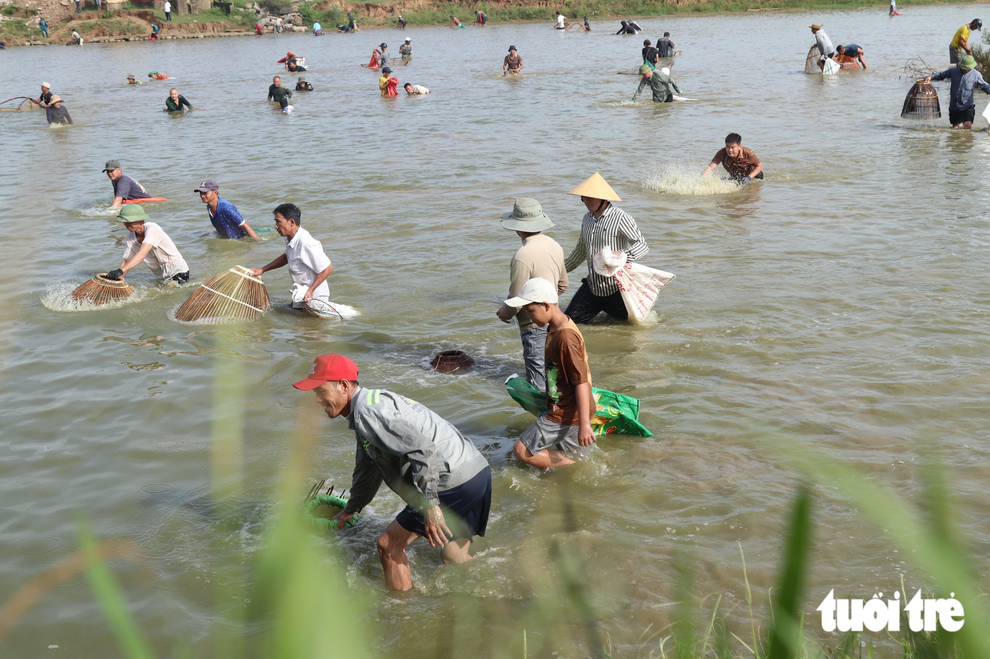 Hằng trăm người lao xuống đầm, nô nức nơm cá - Ảnh 5.