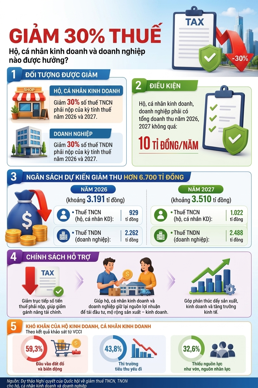Giảm 30% thuế: hộ kinh doanh, doanh nghiệp nào được hưởng? - Ảnh 1.