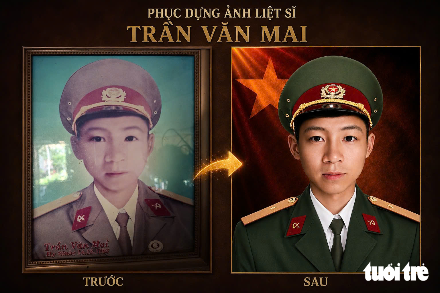 Cậu học trò lớp 7 rưng rưng phục dựng ảnh liệt sĩ - Ảnh 1.