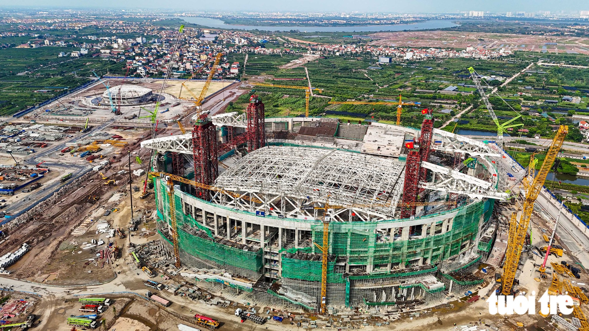 Công trường sân vận động 60.000 chỗ tại Hưng Yên vừa đón Chủ tịch FIFA tới thăm, chuẩn bị lắp mái vòm hơn 8.500 tấn - Ảnh 2.