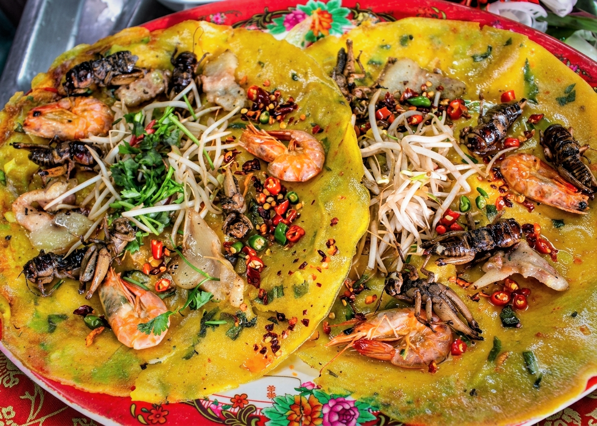 Ăn bánh xèo dế cơm mùa dế lụt xứ Quảng Lon ton mùa dế lụt ở quê tôi - Ảnh 1.