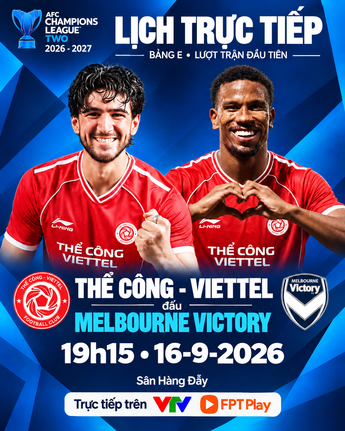 Lịch trực tiếp AFC Champions League Two: Thể Công - Viettel đấu Melbourne Victory - Ảnh 1.
