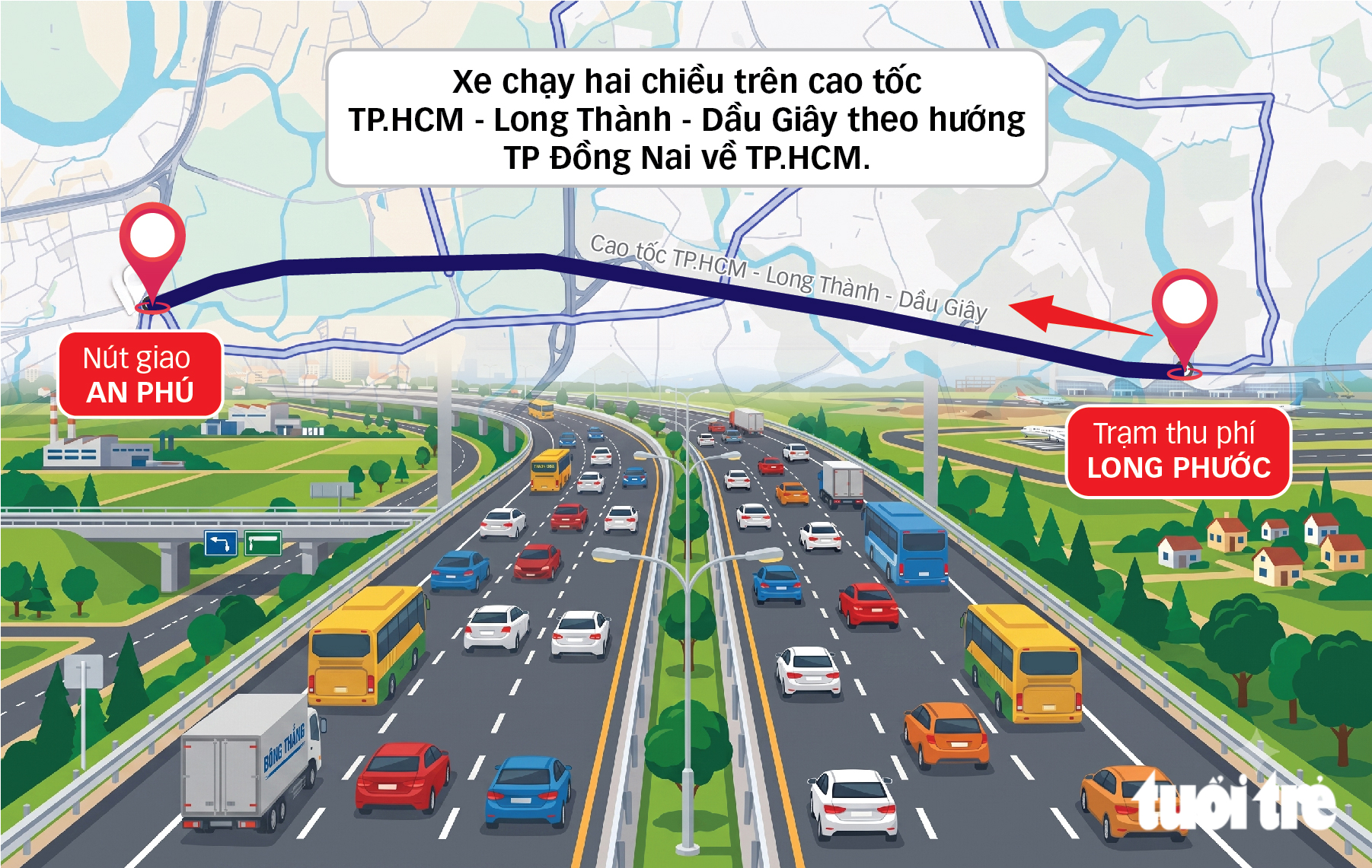 CSGT TP.HCM thông tin khi nào cho xe chạy hai chiều trên cao tốc TP.HCM - Long Thành? - Ảnh 2.