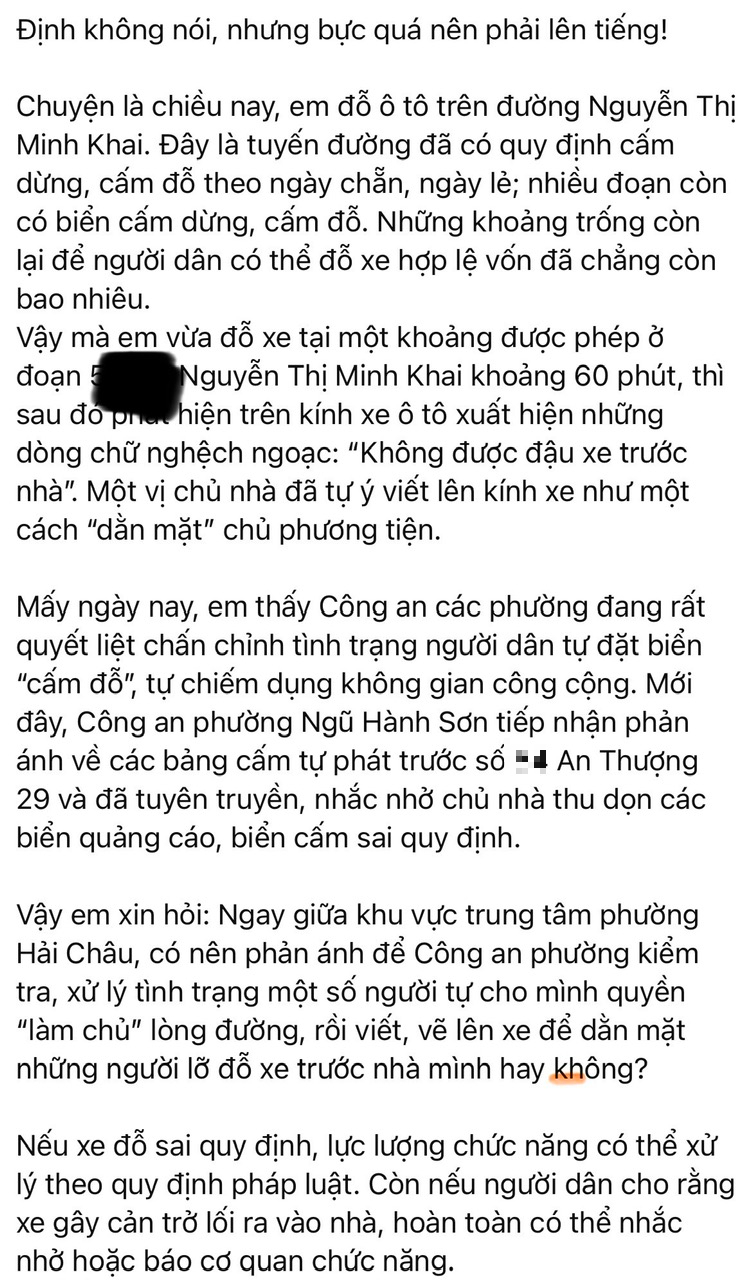 Người đi xe ô tô ở Đà Nẵng than bị 'bắt nạt', đậu đúng luật cũng bị ném rác, xua đuổi - Ảnh 2.