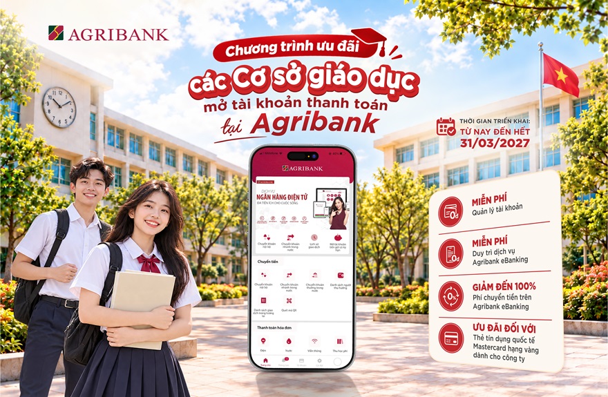 Agribank miễn loạt phí cho trường học, cơ sở giáo dục mở tài khoản - Ảnh 1.