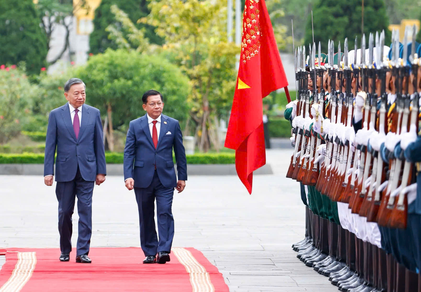 Lễ đón chính thức Tổng thống Myanmar Min Aung Hlaing lần đầu thăm Việt Nam - Ảnh 4.