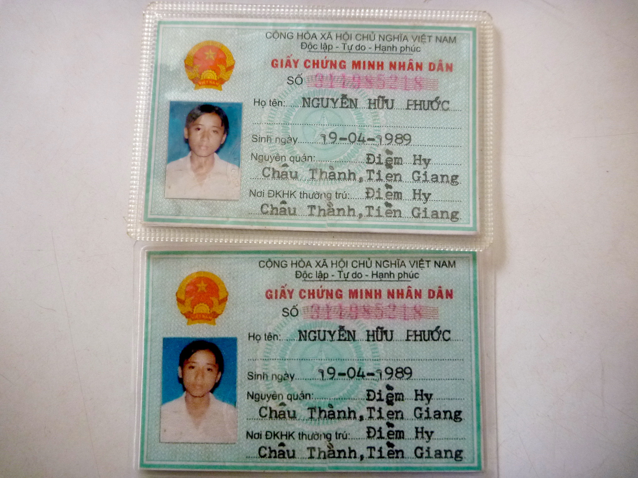 Giấy CMND photo coppy màu, được đối tượng dùng để đi thuê mướn phòng.