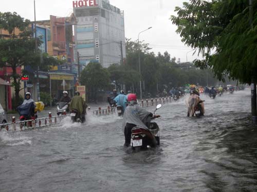 Rất nhiều xe chết m&aacute;y dắt bộ.