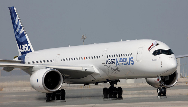 Một chiếc A350 đ&atilde; ho&agrave;n thiện của Airbus.