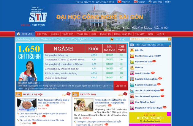 Website Trường ĐH C&ocirc;ng Nghệ S&agrave;i G&ograve;n