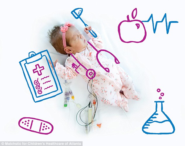 Future doctor: Madliyn Forth, who was born two months early, had to have multiple surgeries and spend months in the NICU. In her illustration, the pint-sized warrior is depicted as a physician wearing a stethoscope