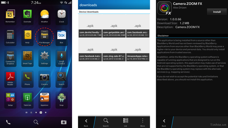 Ba cách đơn giản để cài ứng dụng Android trên BlackBerry