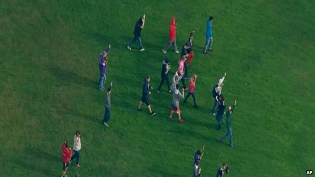 Overhead imagery of students in Marysville, Washington, on 24 October 2014