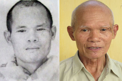 Nguyễn Trung Nghĩa (trái) khi bị truy nã và (phải) lúc mới bị bắt.