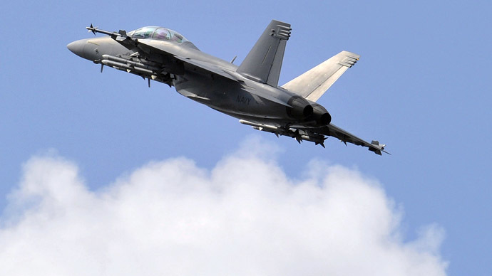 A McDonnell Douglas F/A-18 Hornet fighter jet (Reuters/Toby Melville)