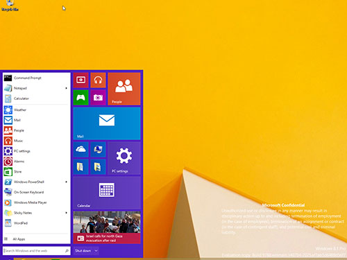 Start Menu xuất hiện trên Windows mới