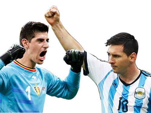 Courtois (trái) sẵn sàng cản bước Messi một lần nữa, lần này là trong cuộc đối đầu cấp độ đội tuyển quốc gia Ảnh: REUTERS