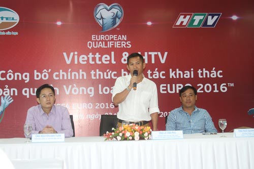 Ông Nguyễn Văn Phú, Trưởng Ban Thể thao HTV, tại buổi họp báo
